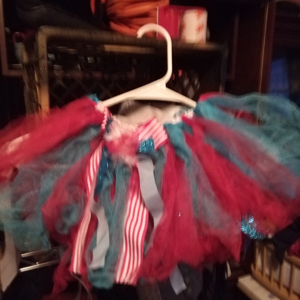 Striped Tutu Skirt with Red and Blue Tulle